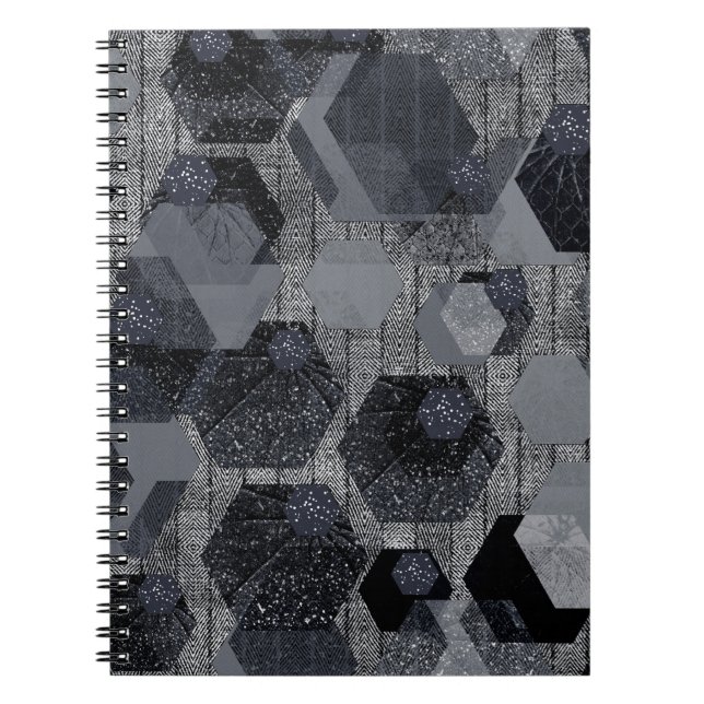 Abstract geometric pattern, black and gray . notebook (Front)