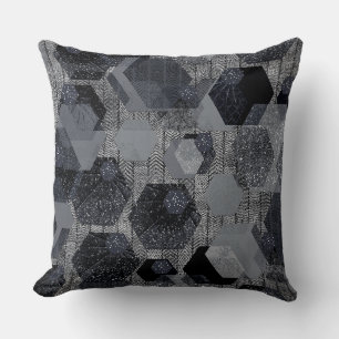 Abstract geometric pattern, black and grey . cushion