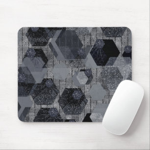 Abstract geometric pattern, black and grey .  mouse mat