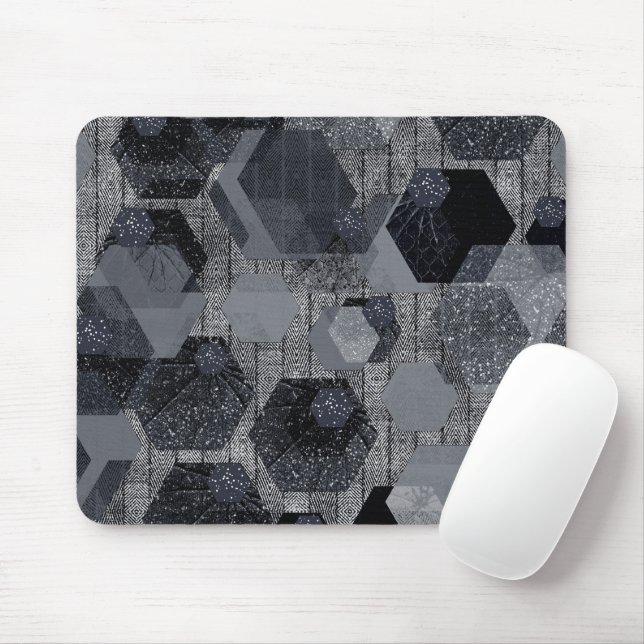 Abstract geometric pattern, black and grey .  mouse mat (With Mouse)