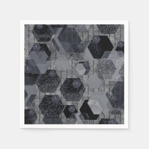 Abstract geometric pattern, black and grey . throw napkin