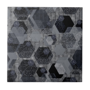 Abstract geometric pattern, black and grey .  tile