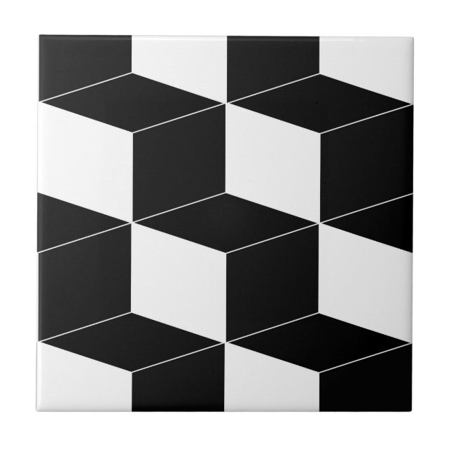 Abstract geometric pattern - black and white. tile (Front)