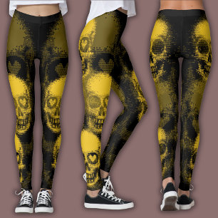 Abstract Geometric Pattern   Black and Yellow Leggings