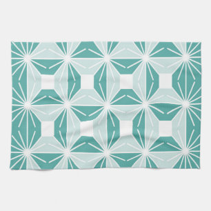 Abstract geometric pattern - blue and white. tea towel