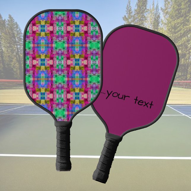 Abstract geometric pattern, blue, pink,  custom   pickleball paddle (Creator Uploaded)