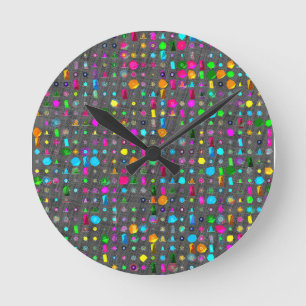 Abstract Geometric Pattern Canvas Round Clock