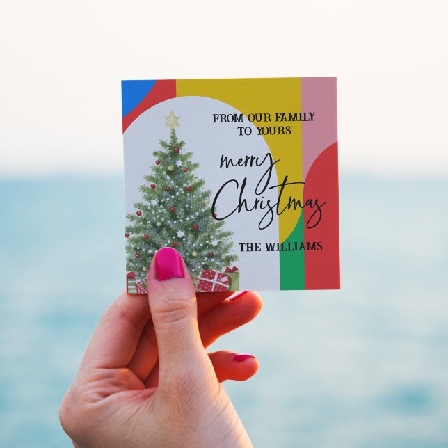 Abstract Geometric Pattern Christmas Envelope Square Sticker (Abstract Geometric Pattern Christmas Envelope Square Sticker)