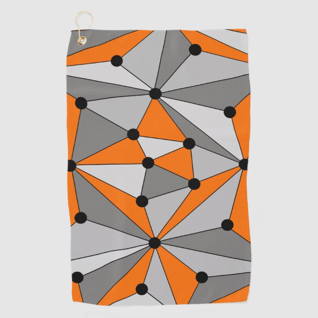 Abstract geometric pattern - gray and orange. golf towel (Front)
