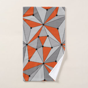 Abstract geometric pattern - gray and orange. hand towel