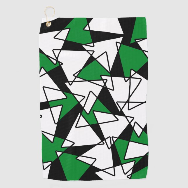 Abstract geometric pattern - green and white. golf towel (Front)