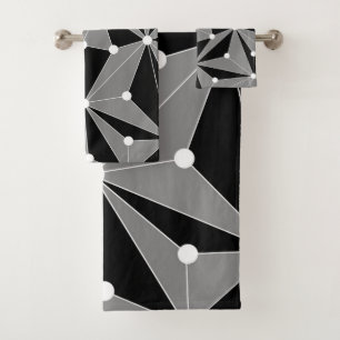 Abstract geometric pattern - grey.  bath towel set