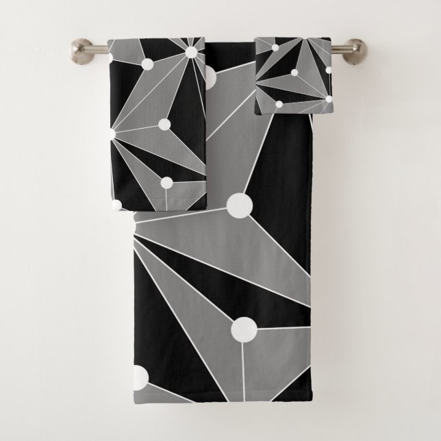Abstract geometric pattern - grey.  bath towel set (Insitu)