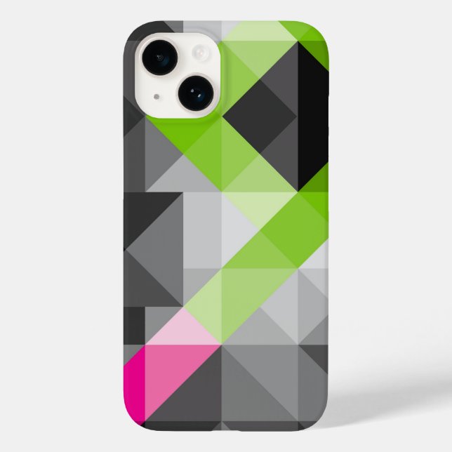 Abstract geometric pattern Grey pink green colours Case-Mate iPhone Case (Back)