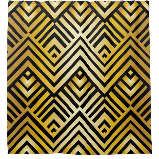 Abstract geometric pattern in art-deco style, vint shower curtain (Front)