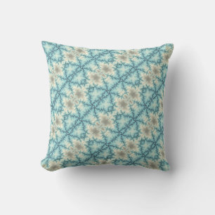 Abstract geometric pattern in blue and grey cushion
