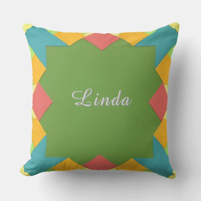 Abstract Geometric Pattern in Bold Colours Cushion (Front)