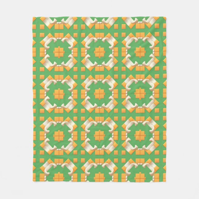 Abstract Geometric Pattern in Bold Colours Fleece Blanket (Front)