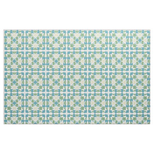 Abstract Geometric Pattern in Green and Blue Fabric