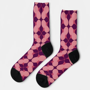 Abstract Geometric Pattern in Pink and Purple Tone Socks