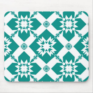 Abstract Geometric Pattern in White and Green Mouse Mat