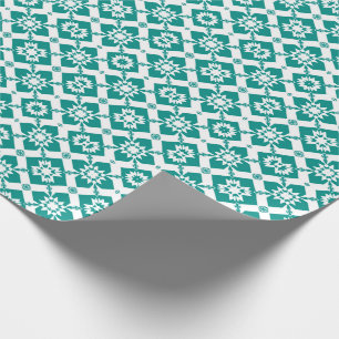 Abstract Geometric Pattern in White and Green Wrapping Paper
