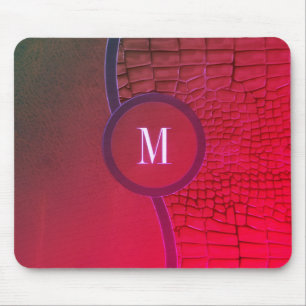 Abstract Geometric Pattern leather dark red  Mouse Mat