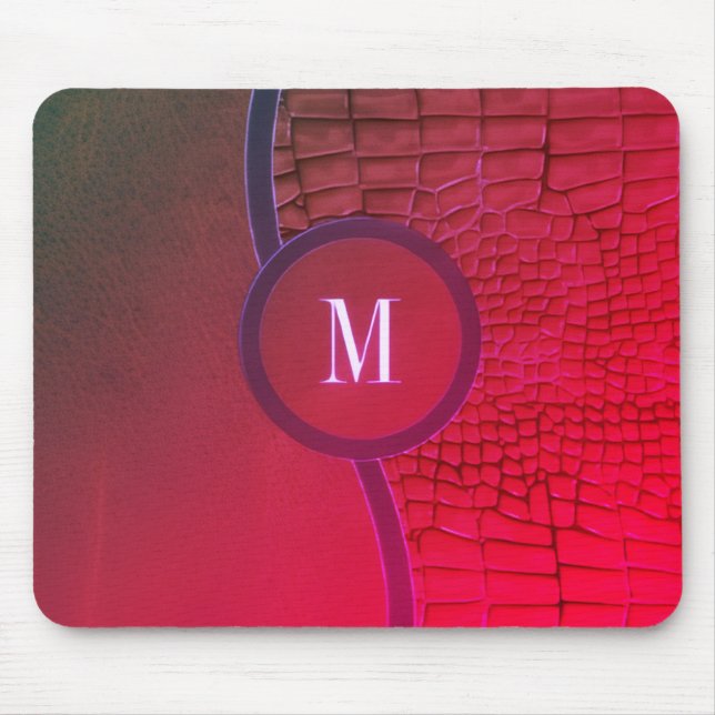 Abstract Geometric Pattern leather dark red  Mouse Mat (Front)