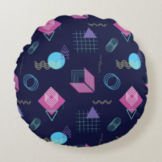 Abstract geometric pattern, line shapes. round cushion