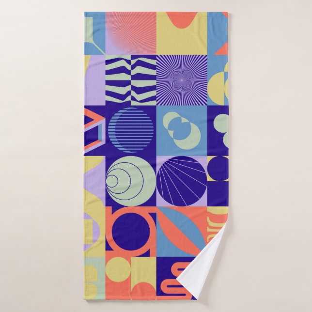 Abstract geometric pattern made with simple shapes bath towel (Bath Towel)