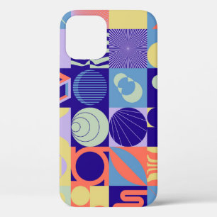 Abstract geometric pattern made with simple shapes iPhone 12 case