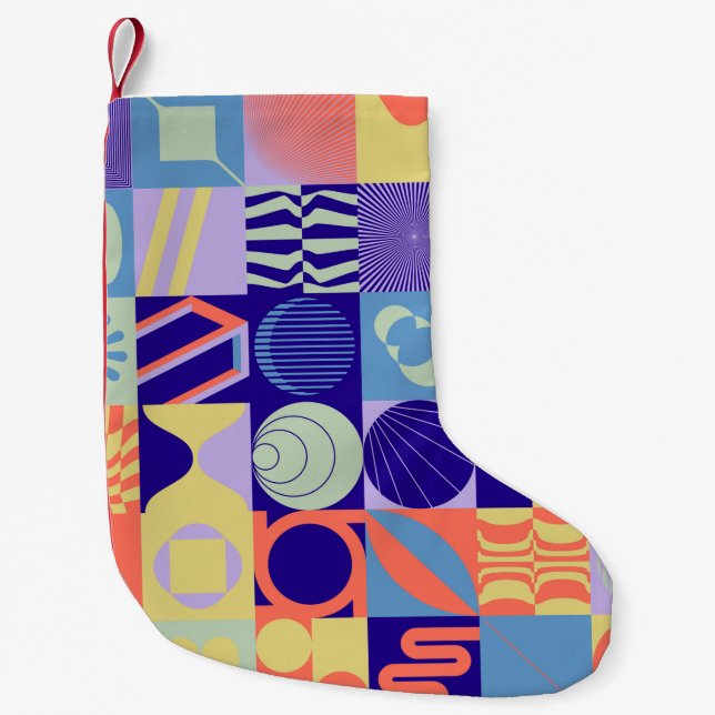 Abstract geometric pattern made with simple shapes small christmas stocking (Front)