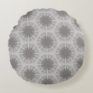 Abstract Geometric Pattern Michigan Petoskey Stone Round Cushion