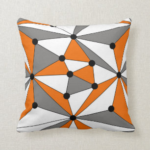 Abstract geometric pattern - orange and grey. cushion