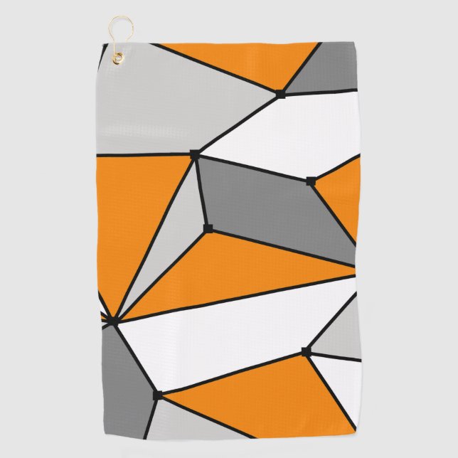 Abstract geometric pattern - orange and grey. golf towel (Front)