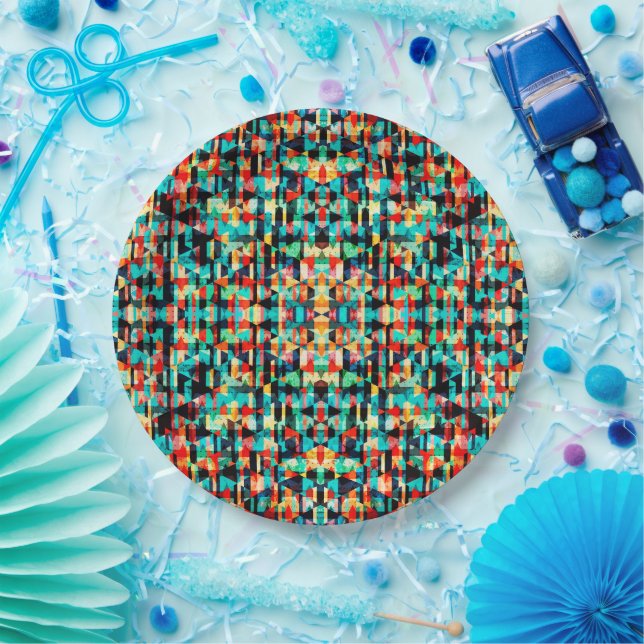 Abstract geometric pattern paper plate (Party)