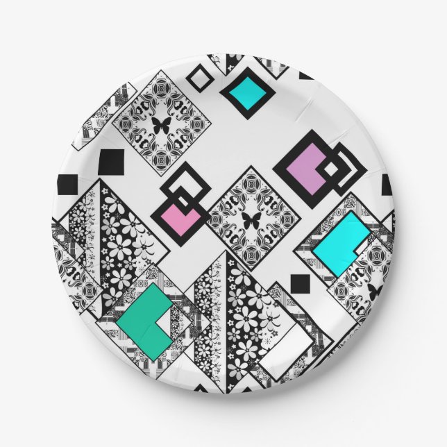 Abstract geometric pattern paper plate (Front)