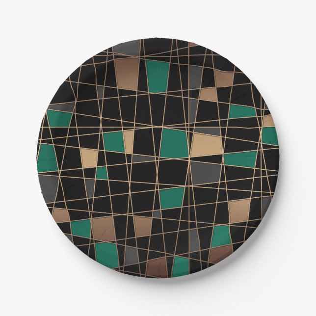 Abstract geometric pattern paper plate (Front)