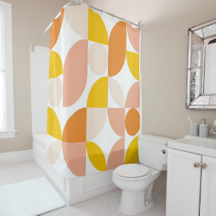 Abstract Geometric Pattern Peach Orange Yellow Shower Curtain