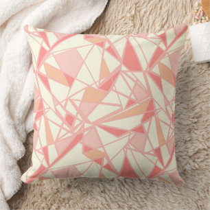 Abstract geometric pattern pink beige cushion