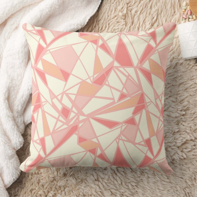 Abstract geometric pattern pink beige cushion (Blanket)