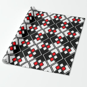 Abstract geometric pattern - red, black and white. wrapping paper
