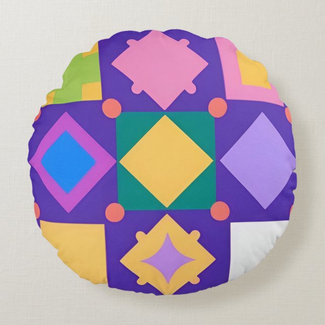 Abstract Geometric Pattern Round Cushion (Front)