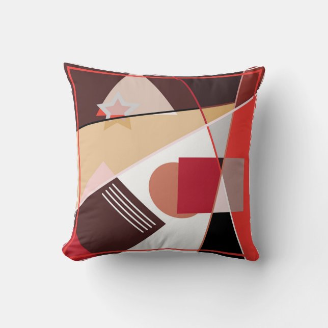 Abstract geometric pattern,  silk scarf shawl desi cushion (Front)