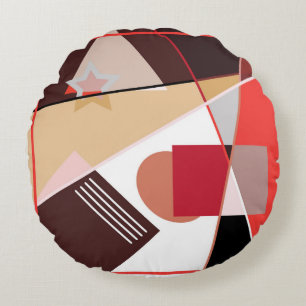 Abstract geometric pattern, silk scarf shawl desi round cushion