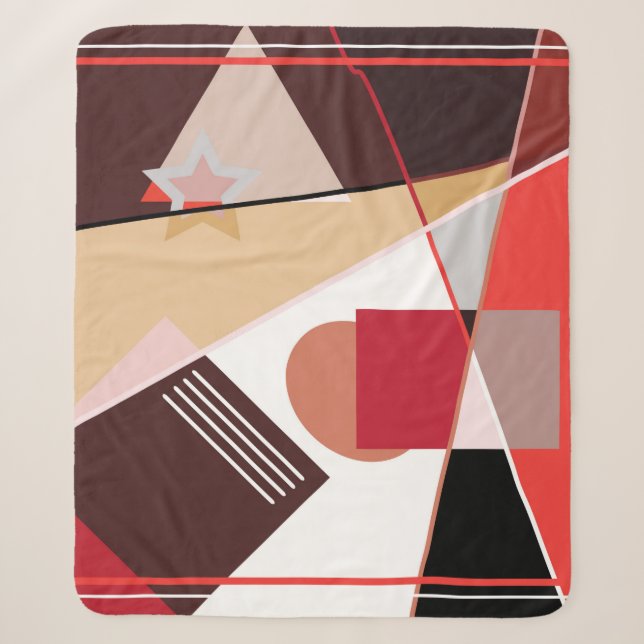 Abstract geometric pattern,  silk scarf shawl desi sherpa blanket (Front)