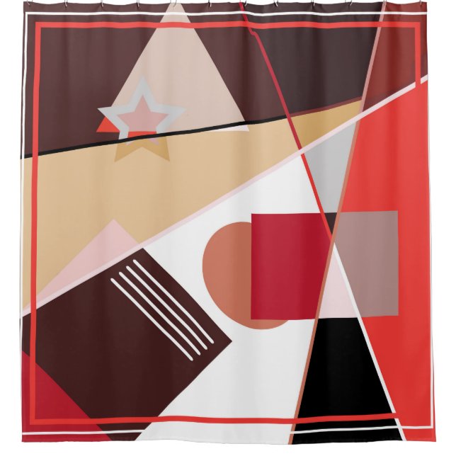 Abstract geometric pattern,  silk scarf shawl desi shower curtain (Front)