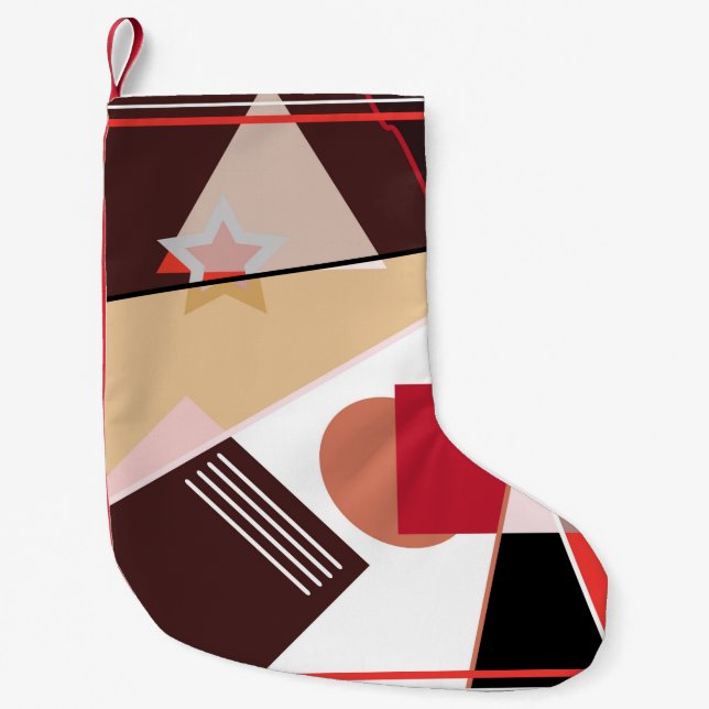 Abstract geometric pattern,  silk scarf shawl desi small christmas stocking (Front)
