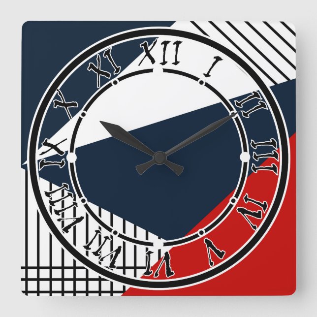 Abstract geometric pattern square wall clock (Front)