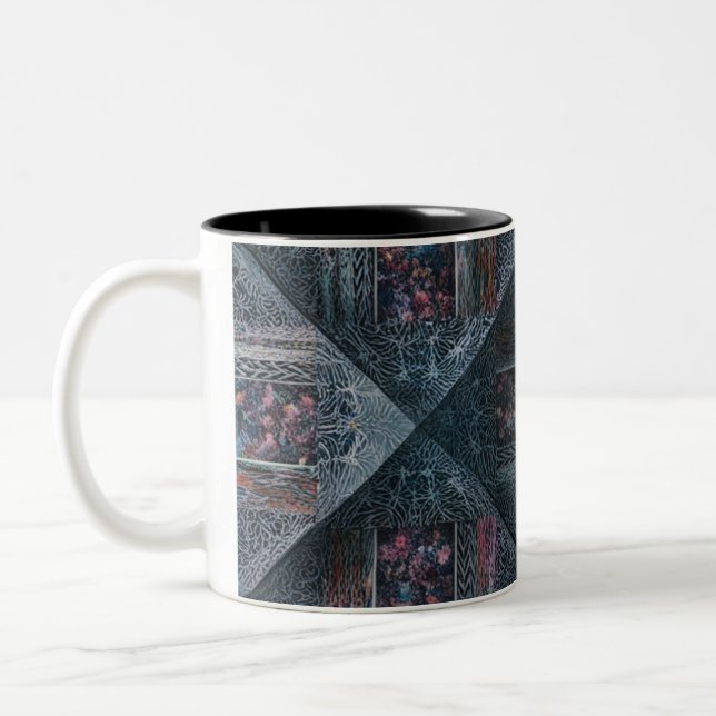 Abstract Geometric Pattern Two-Tone Mug – Modern  (Left)